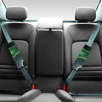 Green Fractal Print Car Seat Belt Covers