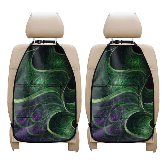 Green Fractal Print Car Seat Organizers