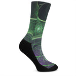 Green Fractal Print Crew Socks