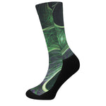 Green Fractal Print Crew Socks