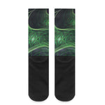 Green Fractal Print Crew Socks