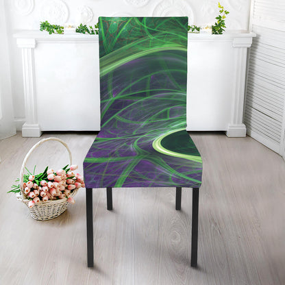 Green Fractal Print Dining Chair Slipcover