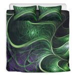 Green Fractal Print Duvet Cover Bedding Set