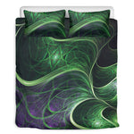 Green Fractal Print Duvet Cover Bedding Set