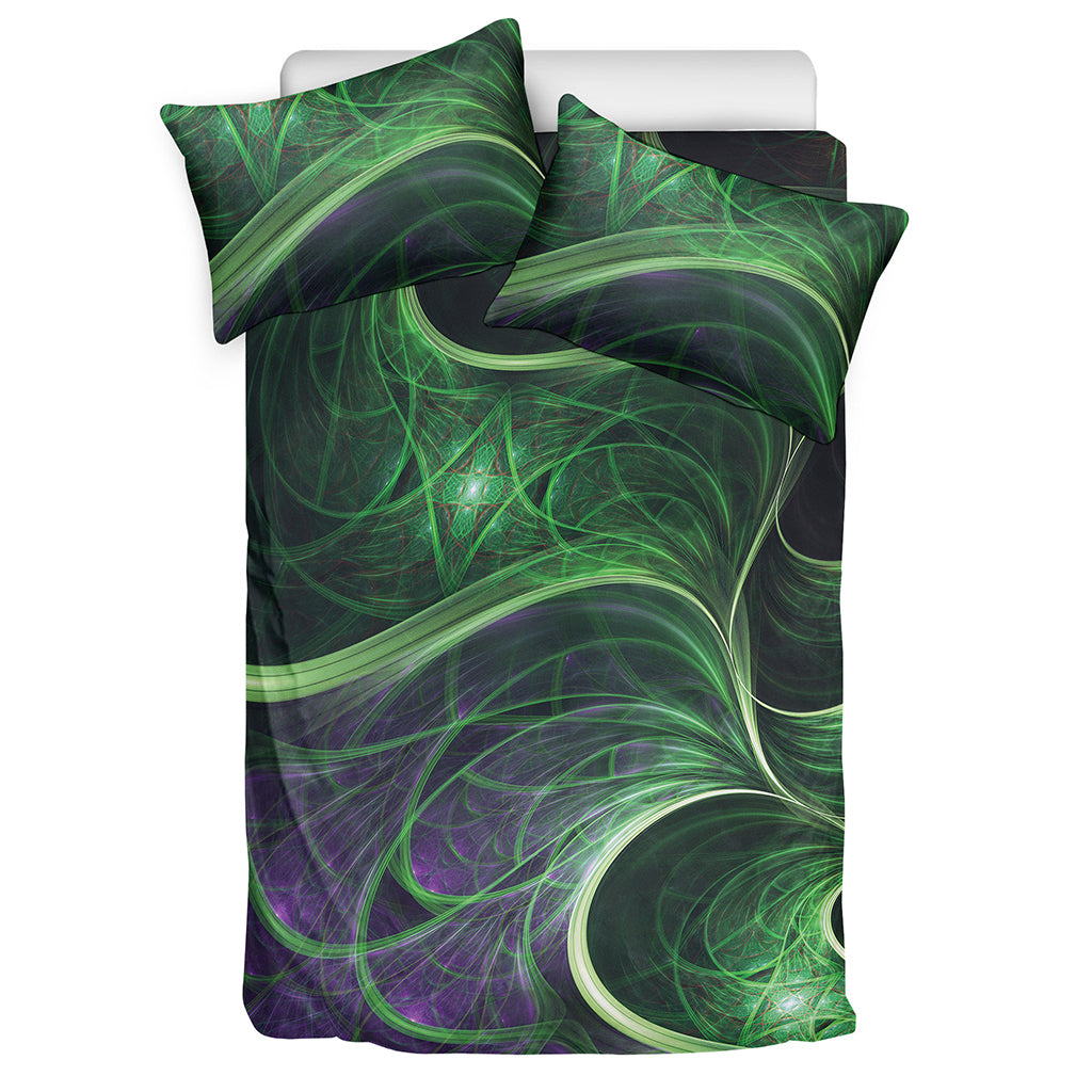 Green Fractal Print Duvet Cover Bedding Set