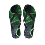 Green Fractal Print Flip Flops