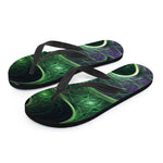 Green Fractal Print Flip Flops