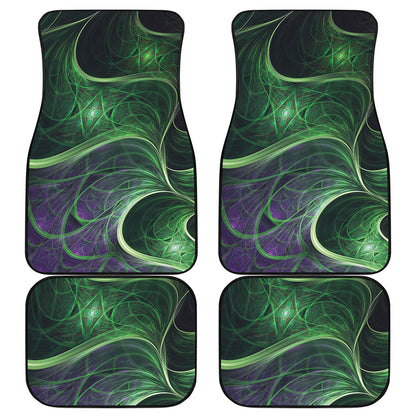 Green Fractal Print Front and Back Car Floor Mats
