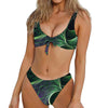 Green Fractal Print Front Bow Tie Bikini