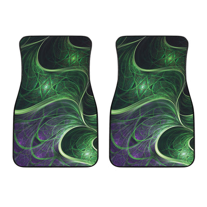 Green Fractal Print Front Car Floor Mats