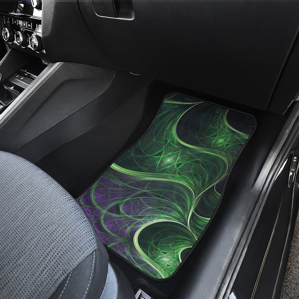 Green Fractal Print Front Car Floor Mats