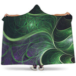 Green Fractal Print Hooded Blanket
