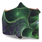 Green Fractal Print Hooded Blanket