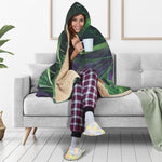 Green Fractal Print Hooded Blanket