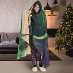 Green Fractal Print Hooded Blanket