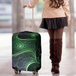 Green Fractal Print Luggage Cover