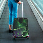 Green Fractal Print Luggage Cover