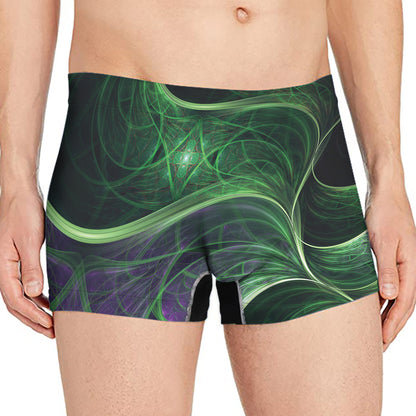 Green Fractal Print Men's Boxer Briefs