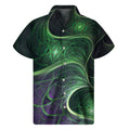 Green Fractal Print Men's Short Sleeve Shirt