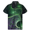 Green Fractal Print Men's Short Sleeve Shirt