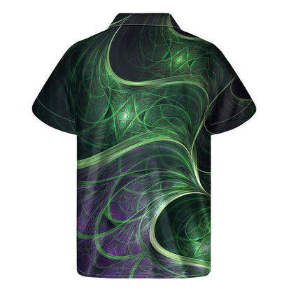 Green Fractal Print Men's Short Sleeve Shirt