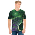 Green Fractal Print Men's T-Shirt