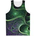 Green Fractal Print Men's Tank Top