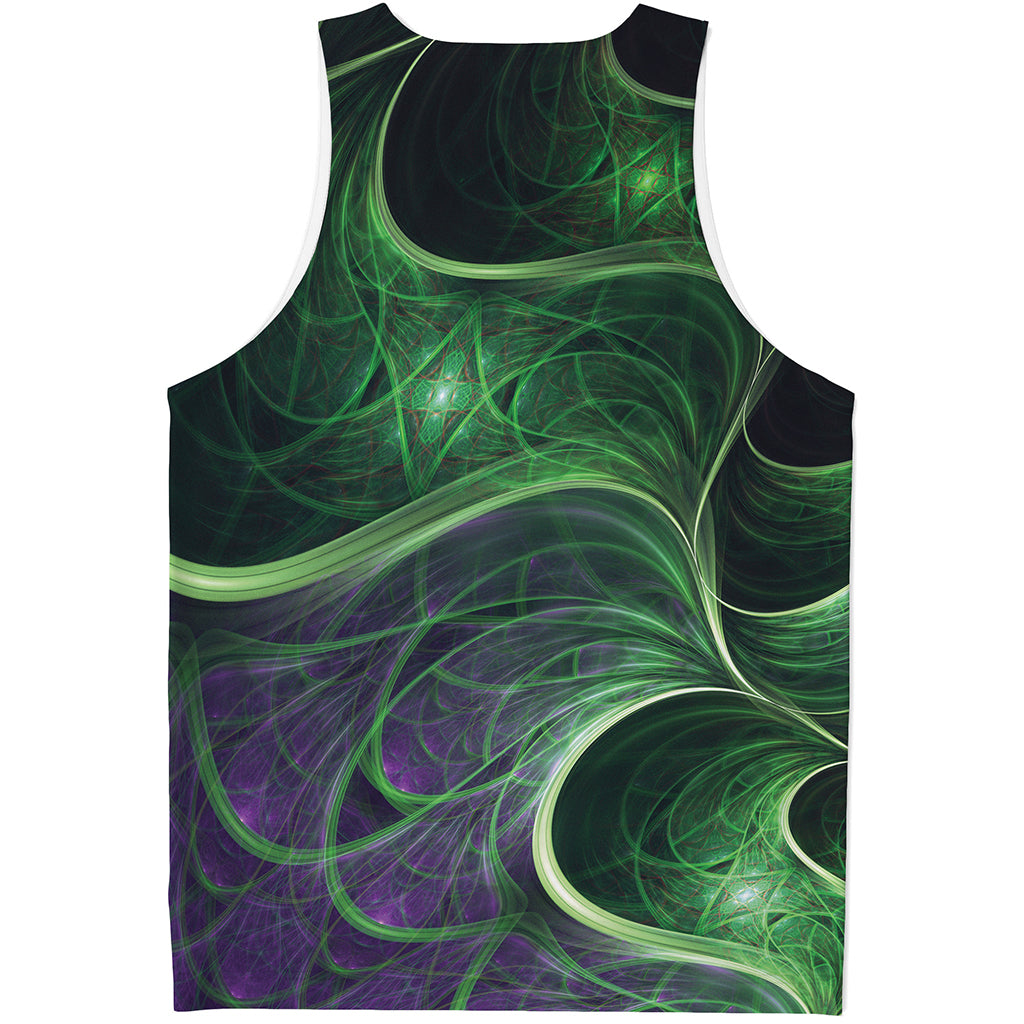 Green Fractal Print Men's Tank Top