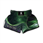 Green Fractal Print Muay Thai Boxing Shorts