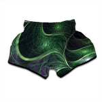 Green Fractal Print Muay Thai Boxing Shorts