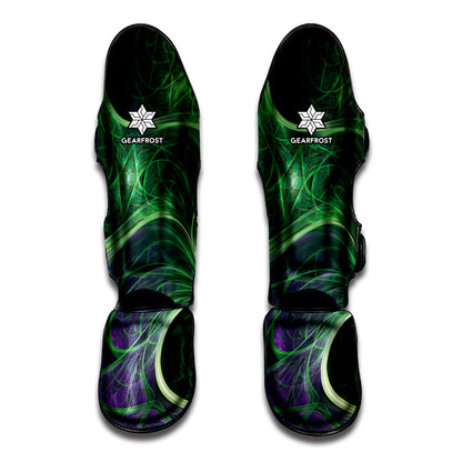 Green Fractal Print Muay Thai Shin Guard