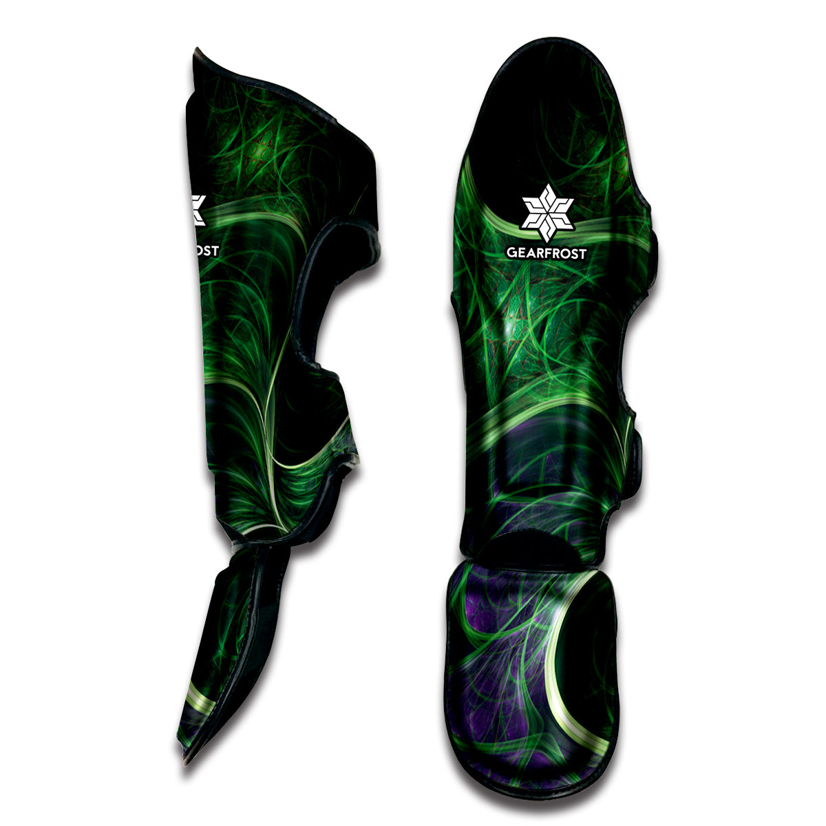 Green Fractal Print Muay Thai Shin Guard