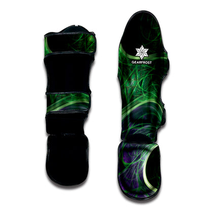 Green Fractal Print Muay Thai Shin Guard