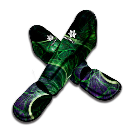 Green Fractal Print Muay Thai Shin Guard