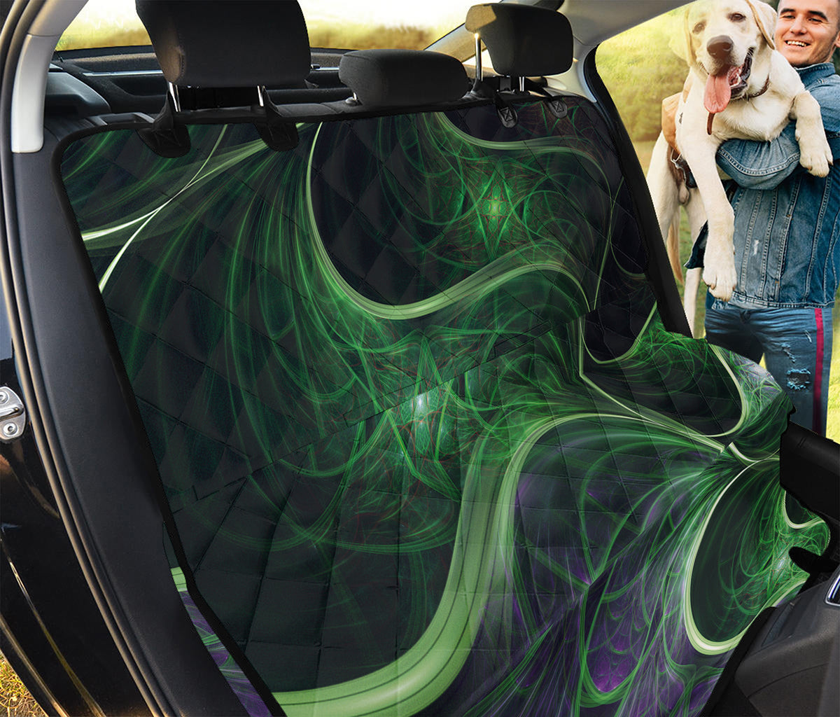 Green Fractal Print Pet Car Back Seat Cover