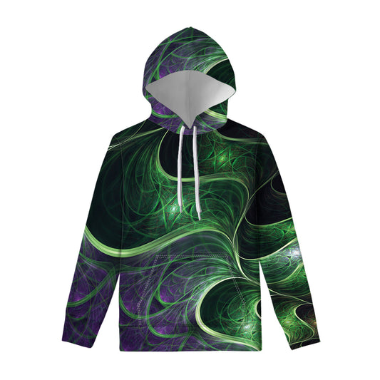Green Fractal Print Pullover Hoodie