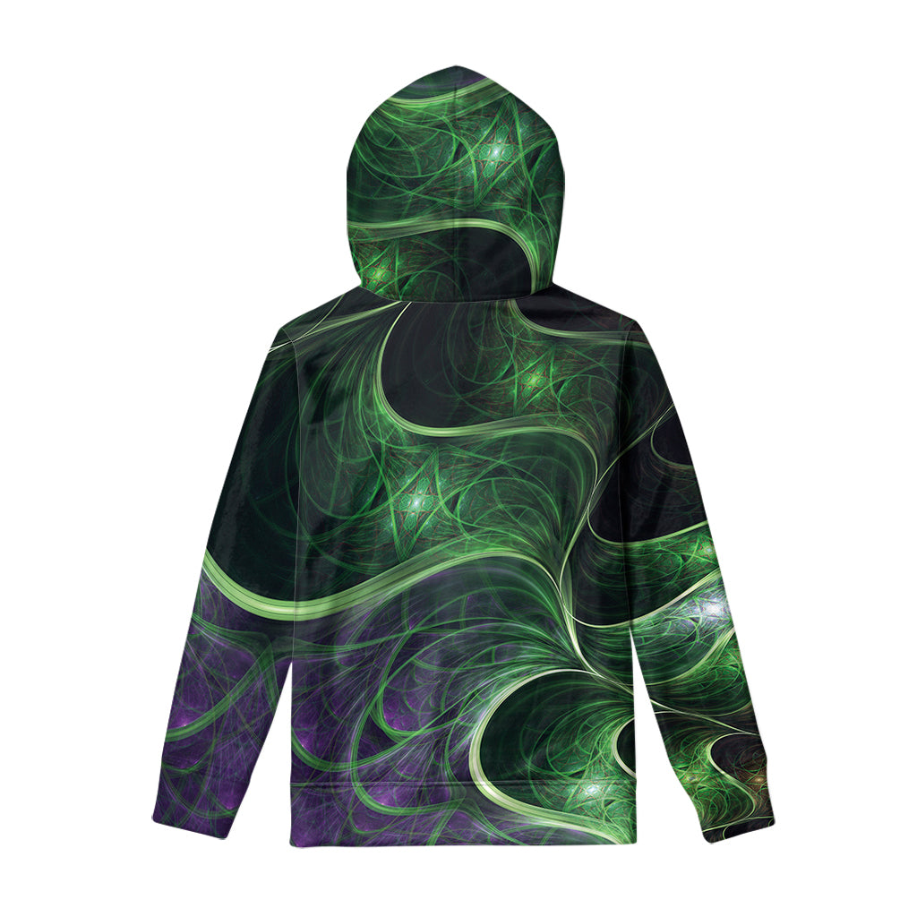 Green Fractal Print Pullover Hoodie