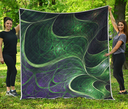 Green Fractal Print Quilt