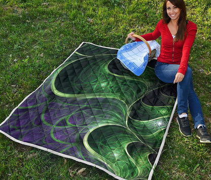 Green Fractal Print Quilt