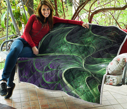 Green Fractal Print Quilt