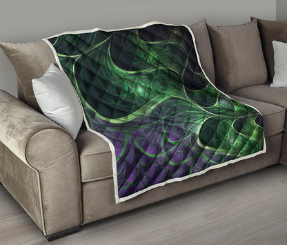 Green Fractal Print Quilt