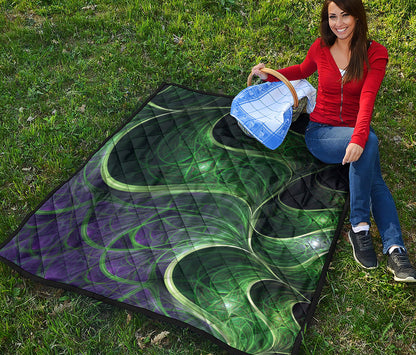Green Fractal Print Quilt