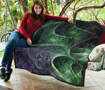 Green Fractal Print Quilt
