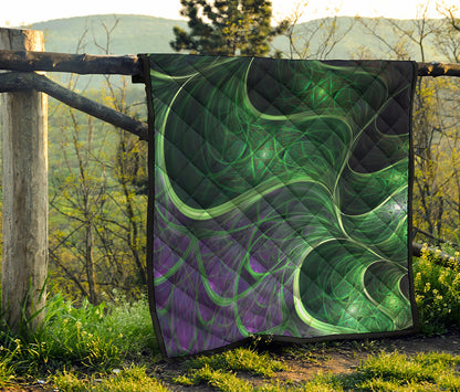 Green Fractal Print Quilt
