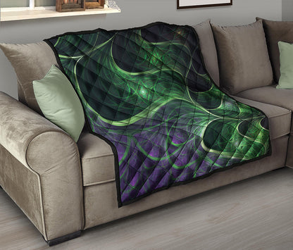 Green Fractal Print Quilt