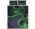 Green Fractal Print Quilt Bed Set