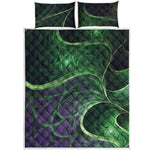 Green Fractal Print Quilt Bed Set