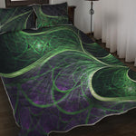 Green Fractal Print Quilt Bed Set