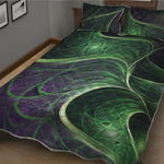 Green Fractal Print Quilt Bed Set