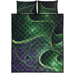 Green Fractal Print Quilt Bed Set